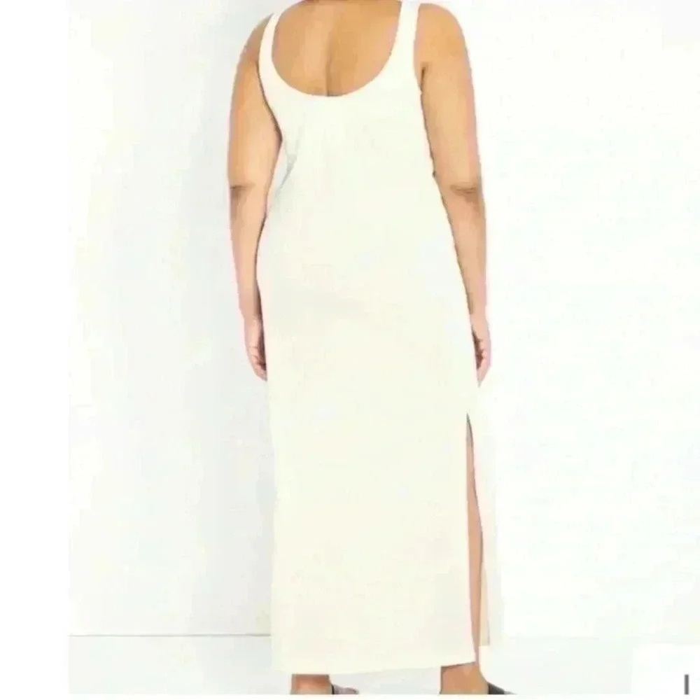 Eloquii Cream Ribbed  tank maxi dress Cream /Ivory
